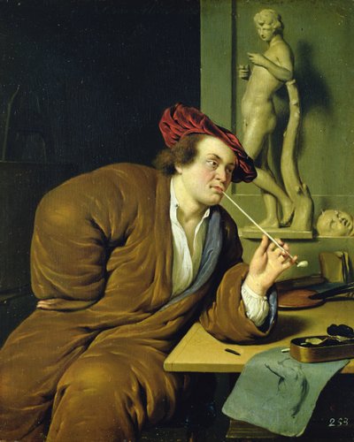 Smoker, possibly a self portrait by Frans van Mieris